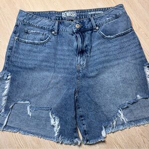 Rewash Baggy Bermuda Denim Shorts Size 29 Distressed High Rise Raw Hem